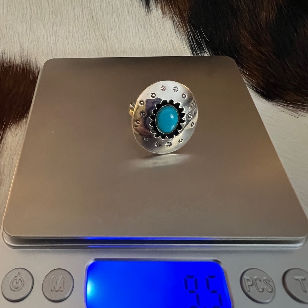 ❤️ Kingman Turquoise Shadowbox Statement Navajo Western Sterling Ring Size 9.5 - Picture 8 of 13